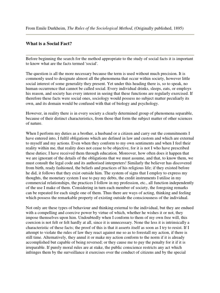 Understanding Durkheim's Social Facts | PDF | Sociology | Émile Durkheim