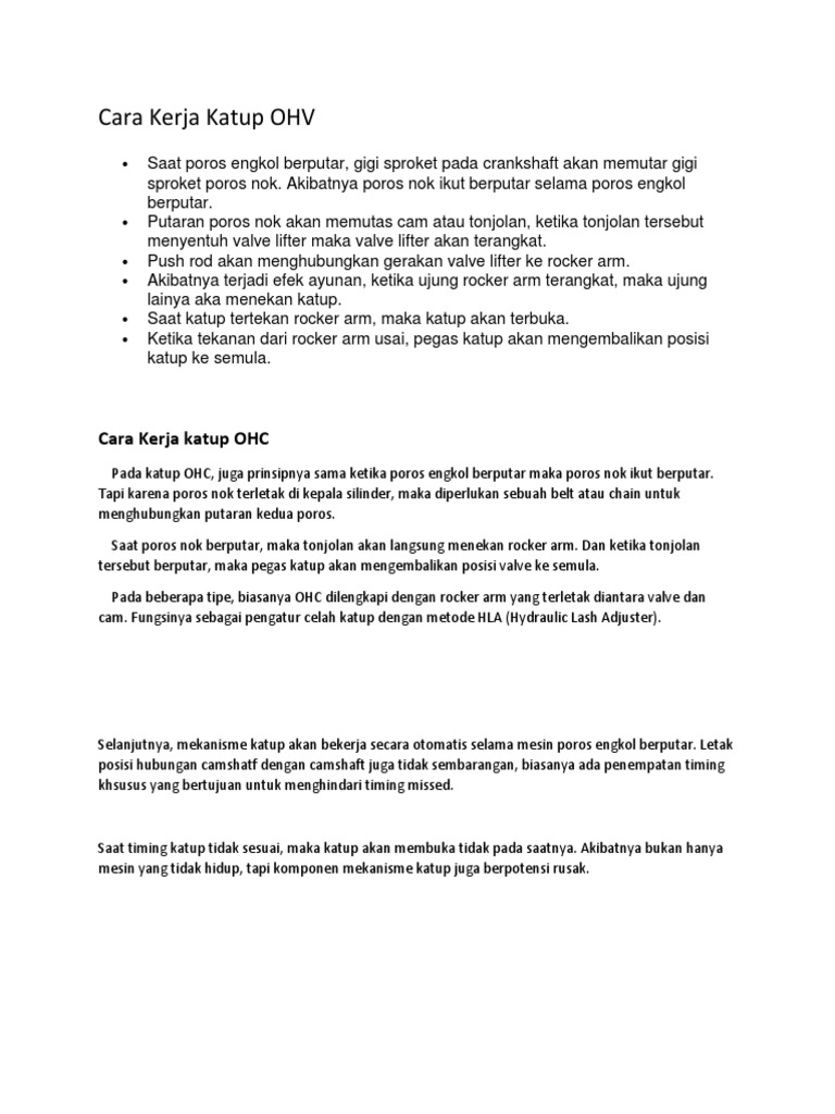 Cara Kerja Katup Ohv Pdf