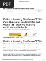 Petitions Involving Certificate of Title