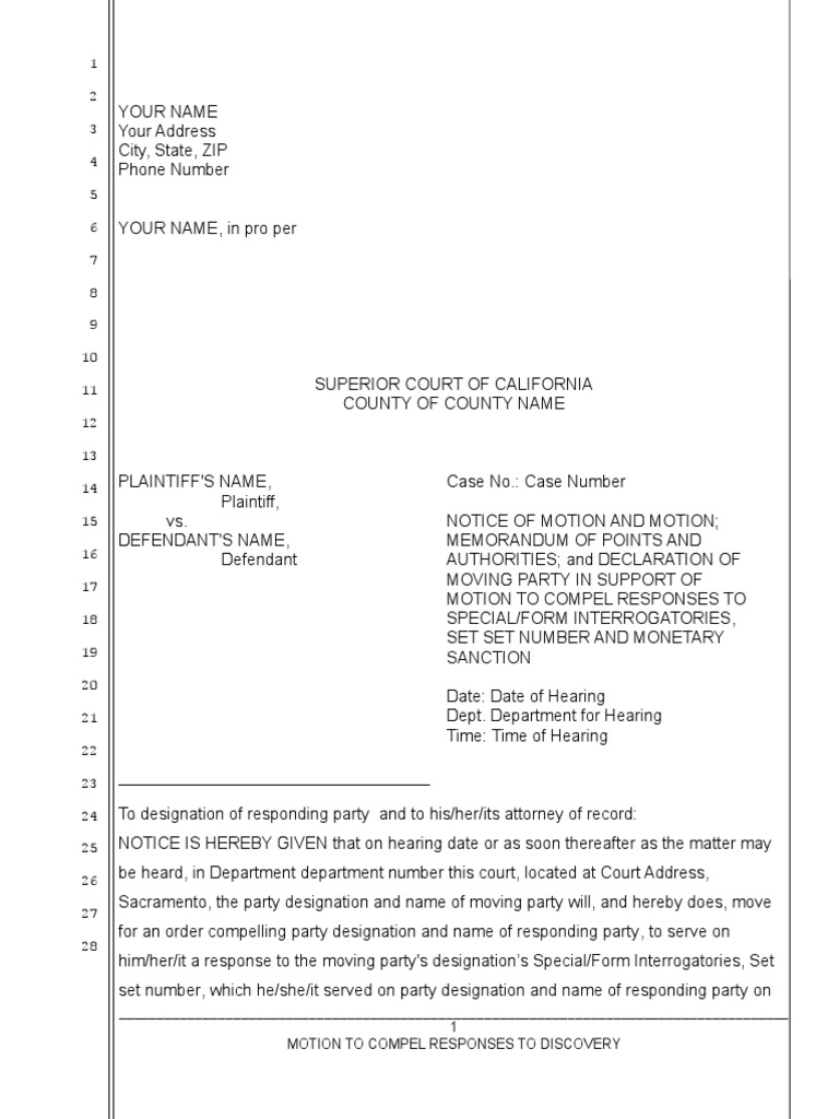 Sbs Motion To Compel Discovery Responses Interrogatories Motion To