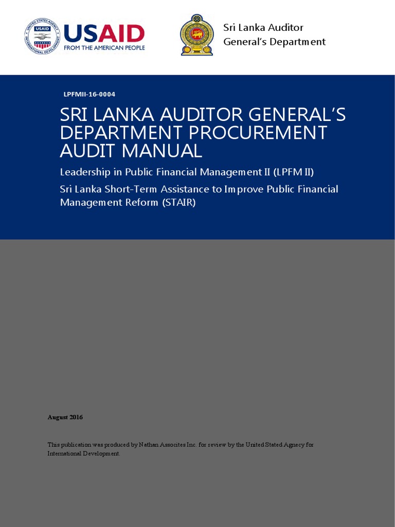 Sri Lanka Procurement Audit Manual | PDF | Auditor's Report | Audit
