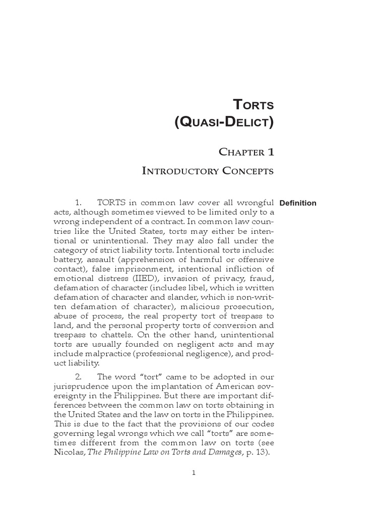 Philippine Torts and Damages Overview | PDF | Tort | Defamation