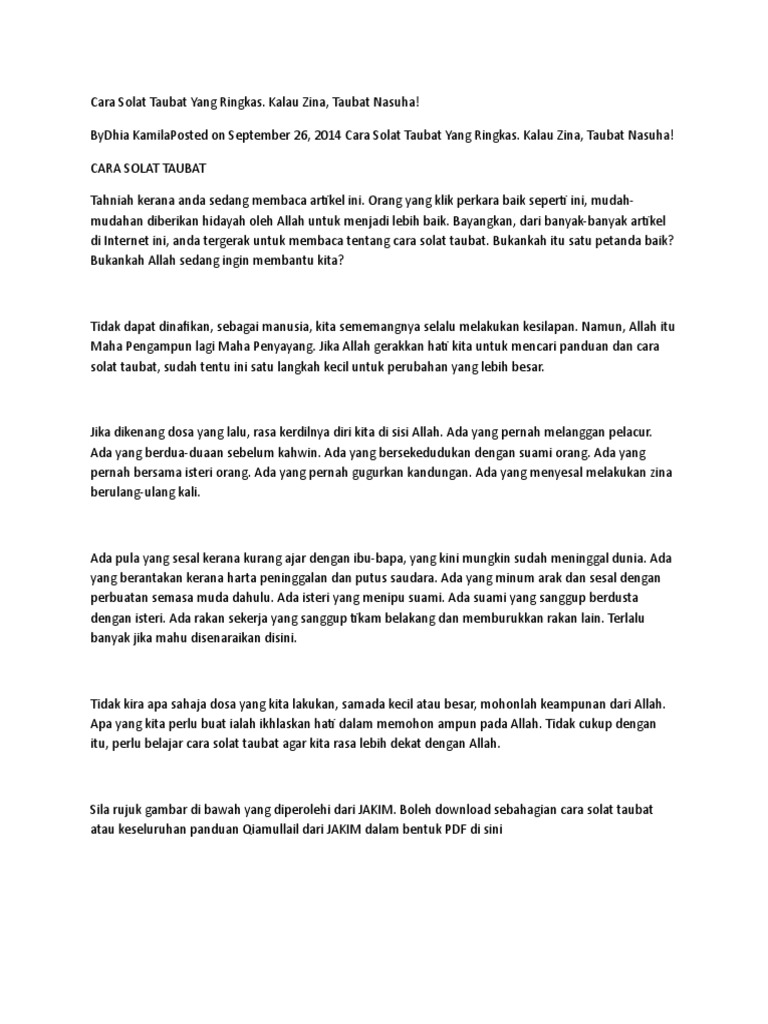 Cara Solat Taubat Yang Ringkas Doc