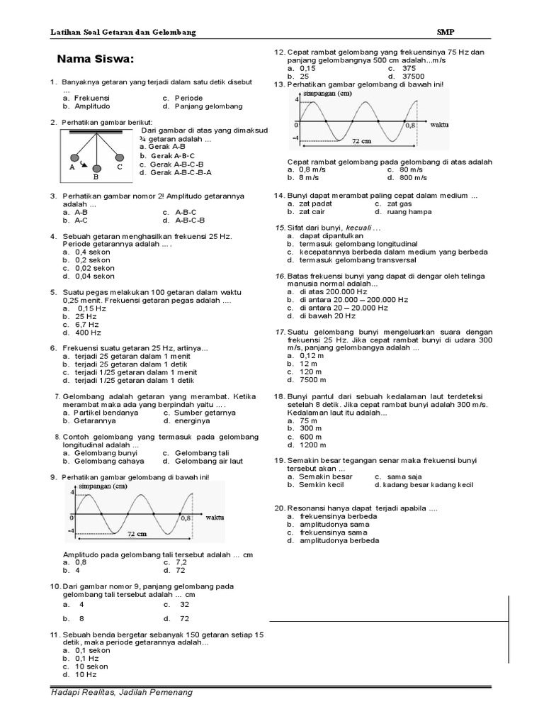 255147320 Latihan Soal Getaran Dan Gelombang Kelas 8