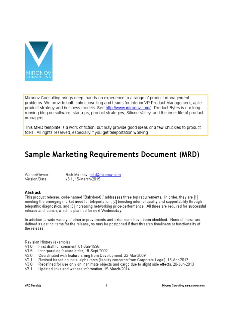 MRD Template PDF
