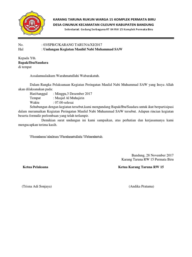 4surat Undangan Maulid Nabi