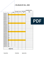 Time Sheet For The Month of Feb. - 2018: Employee Name:-Designation: - Starting Date: 1-Feb Completion Date: Sign