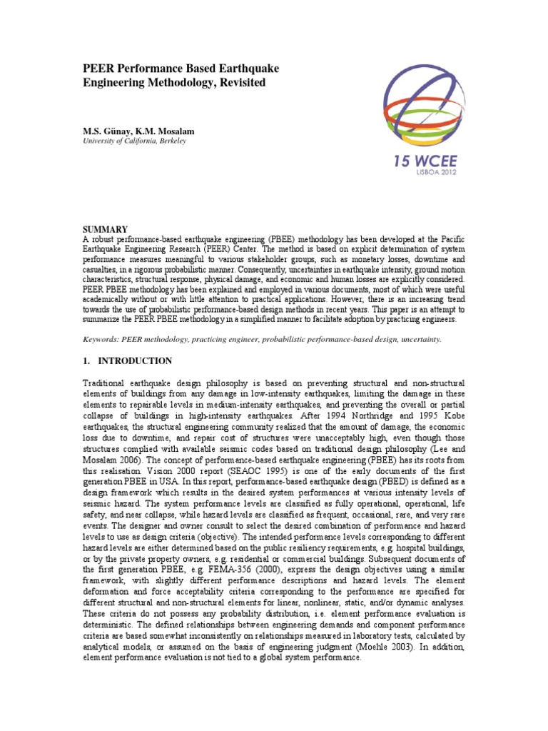 Simplifying PEER PBEE Methodology for Practicing Engineers | PDF ...