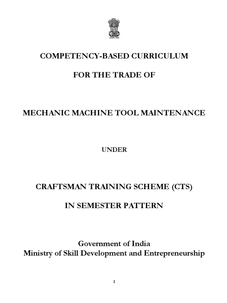 Mechanic Machine Tool MaintenanceNsqf PDF PDF Vocational Education
