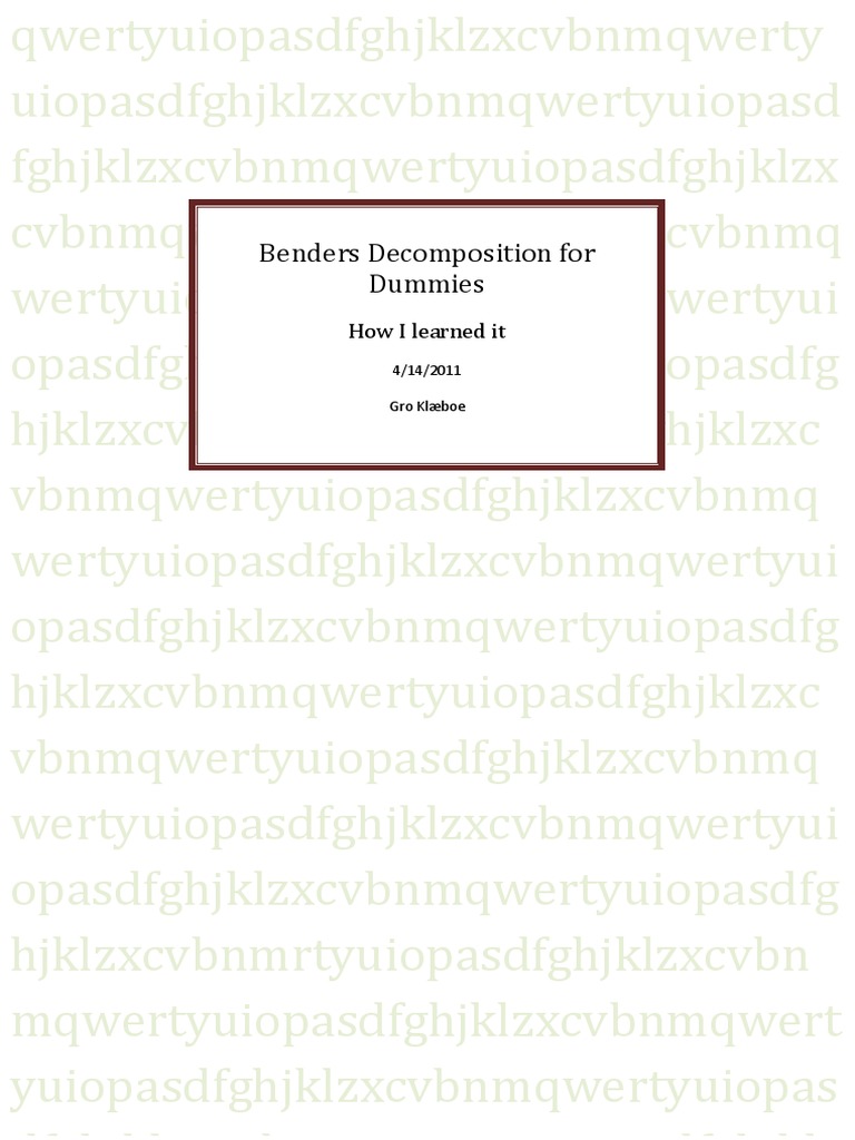 Benders Decomposition Explained Simply | PDF | Mathematical ...