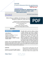 Effects of Finance Availability On The Performance of Post Retirement Business Enterprises in Ugunja Sub County, Siaya County