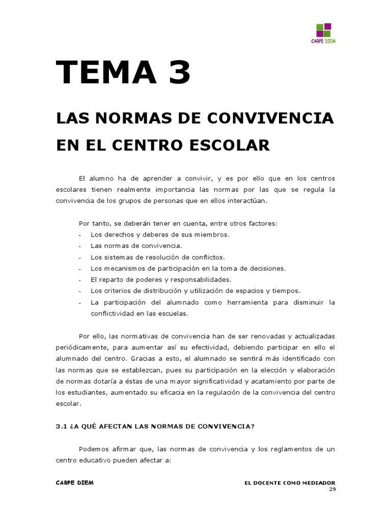 04 Las Normas de Convivencia en El Centro Escolar | PDF | Regulación ...