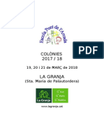 Que Hem de Portar Colonies 2017 18 LA GRANJA