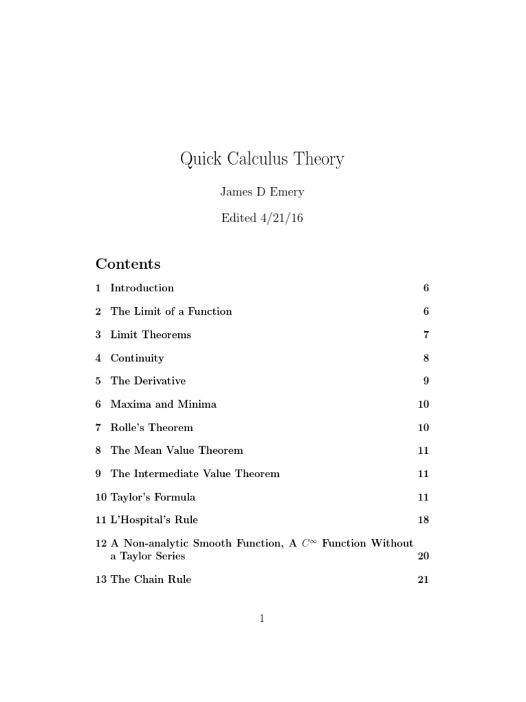 Quick Calculus Theory Overview | PDF | Trigonometric Functions | Series ...