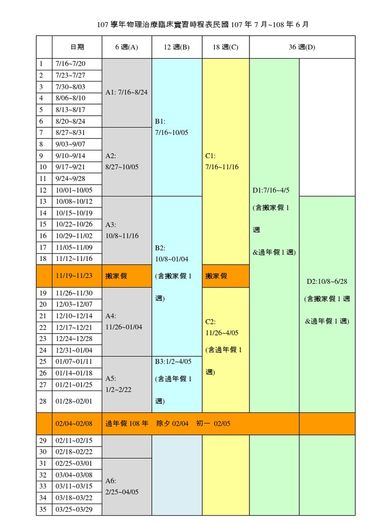 實習時程表 | PDF