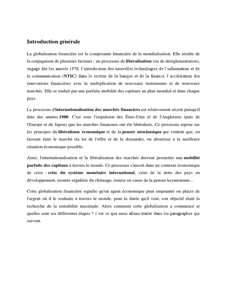Dissertation Processus Globalisation Financire, ESSAY TWO Essay -