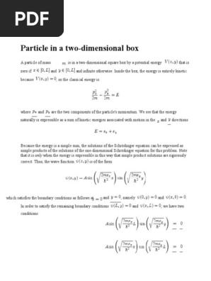 Particle in 2d Potential Box