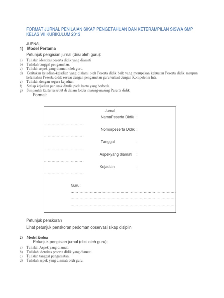 ⁂ Contoh pengisian jurnal penilaian sikap spiritual bekerja sama smp