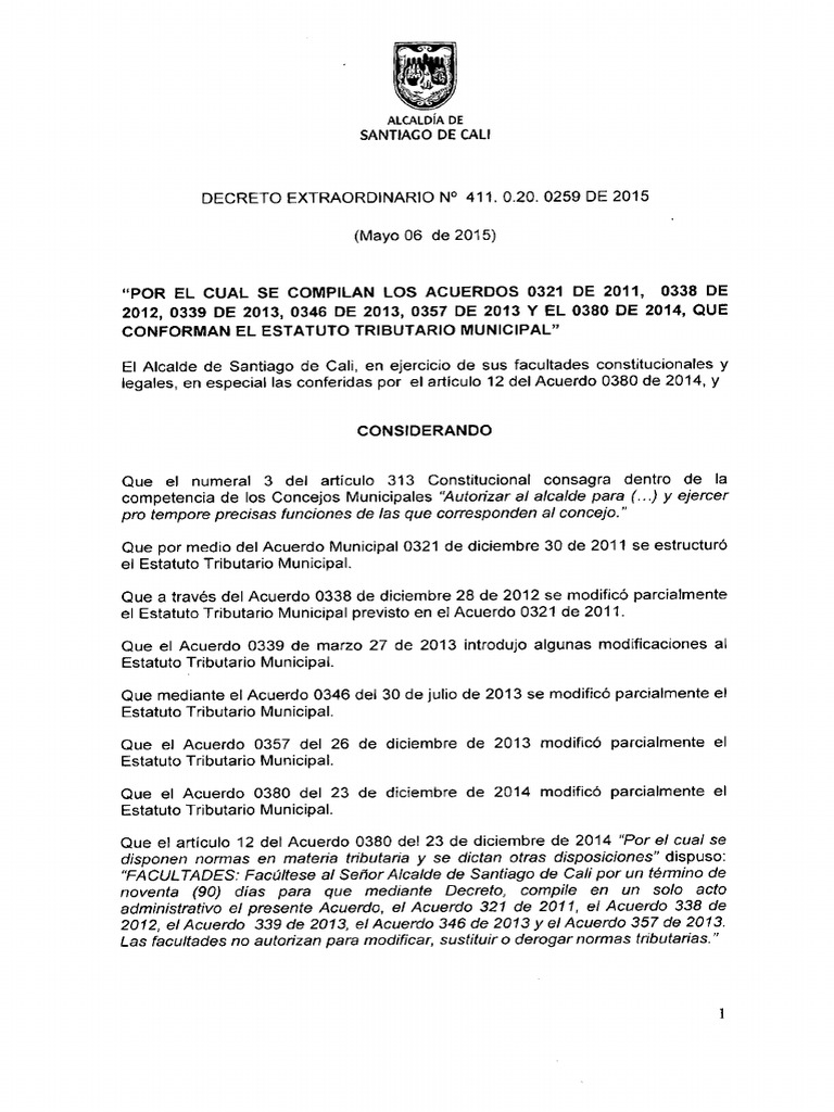 Estatuto Tributario de Cali PDF