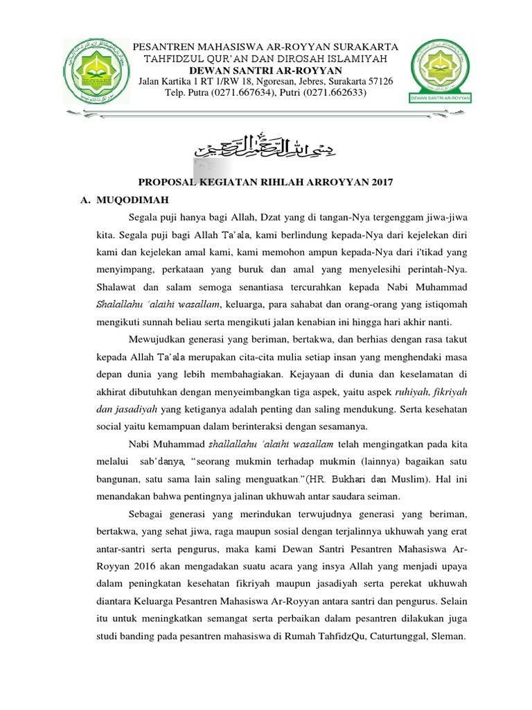 Proposal Rihlah Santri Ar-Royyan 2017 | PDF