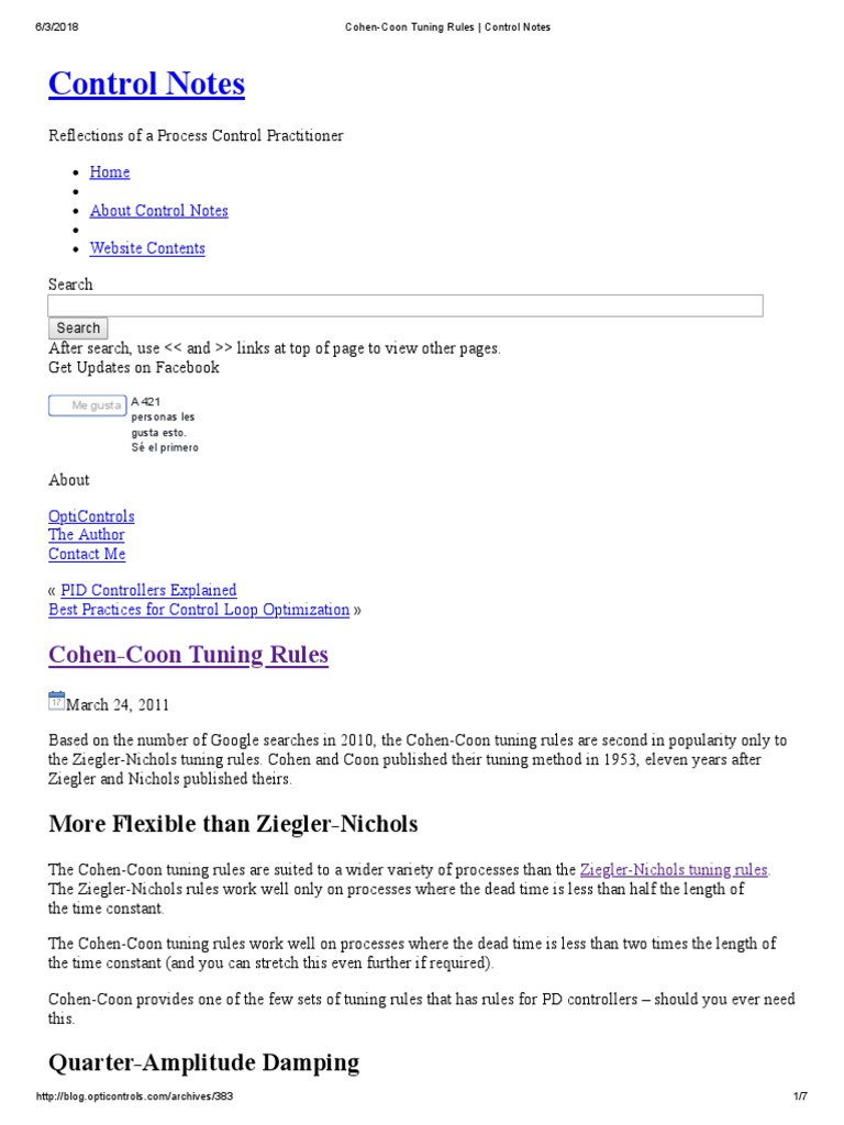 Cohen-Coon Tuning Rules - Control Notes | PDF | Control Theory ...