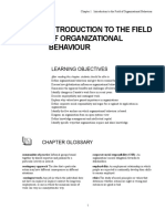 Introduction To The Field of Organizational Behaviour: Learning Objectives
