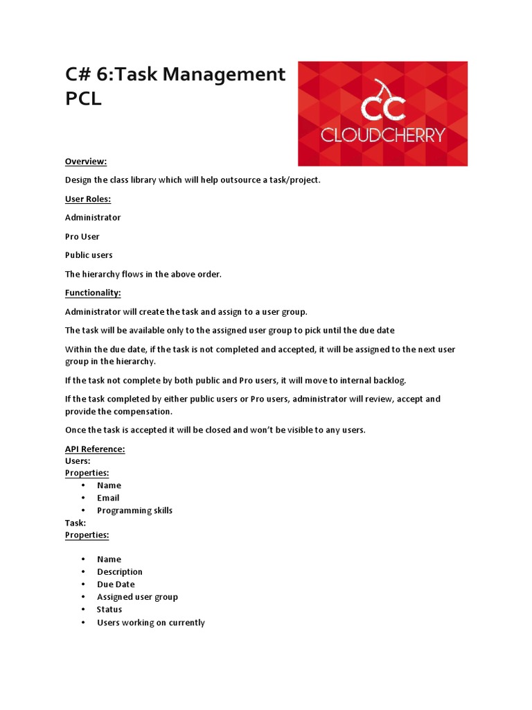 C# Task Management Library Design | PDF