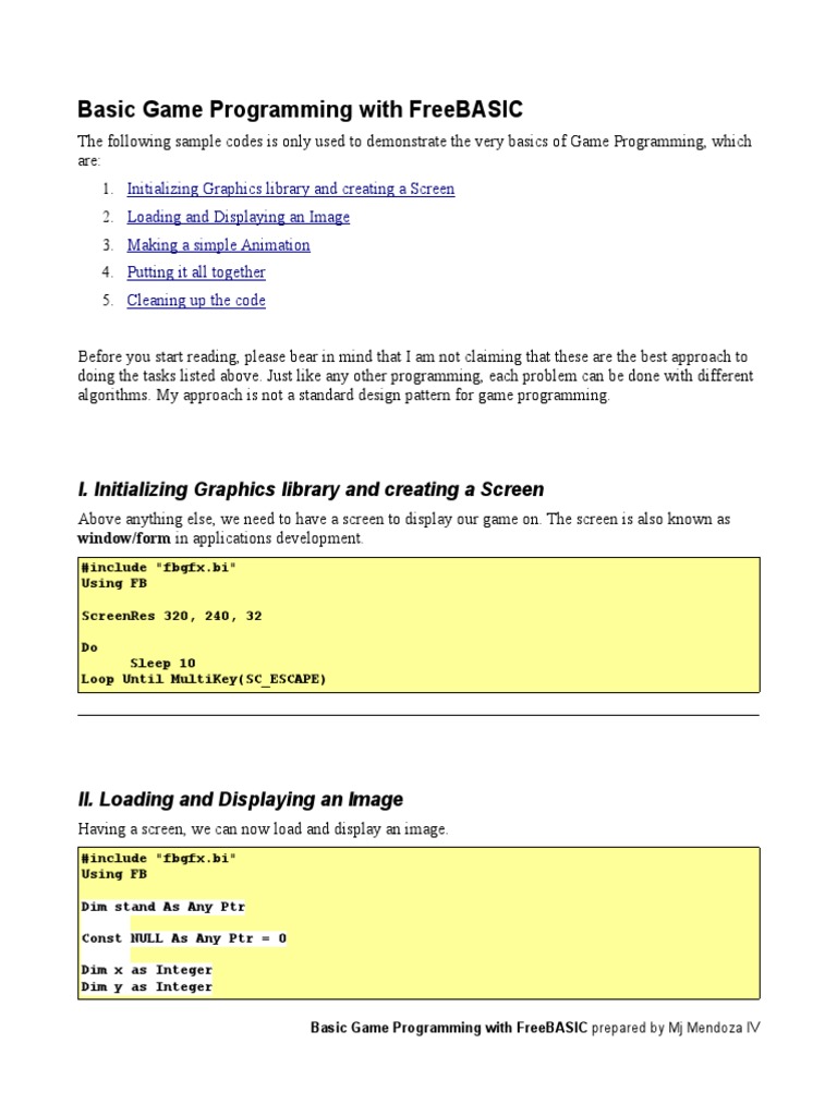 Basic Game Programming With FreeBASIC - Rev1 | PDF | Computer Science ...