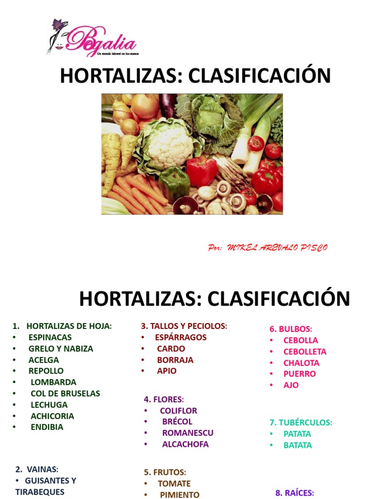 Clasificación de Hortalizas y Verduras | PDF | ensalada | Vegetales