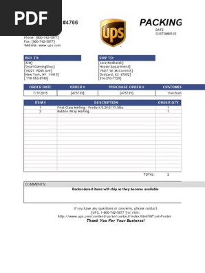 Packing Slip