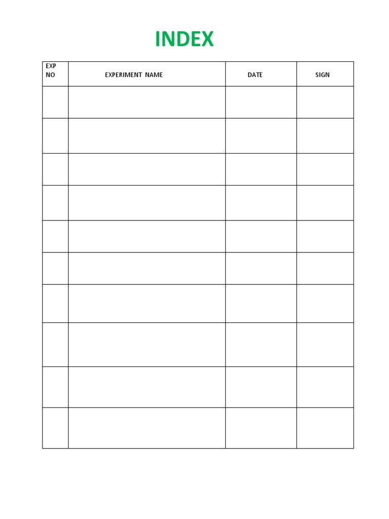 Index: EXP NO Experiment Name Date Sign | PDF