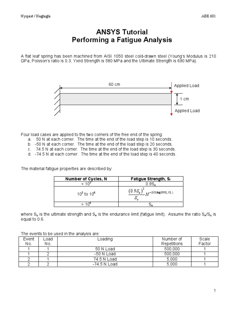 ANSYS Fatigue Analysis Tutorial | PDF | Strength Of Materials | Fatigue ...