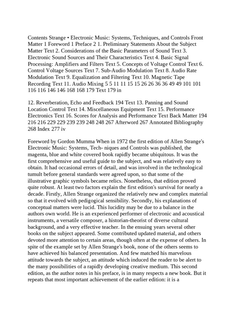 Allen StrangeElectronic Music Systems, Te Inconnu (E) Download