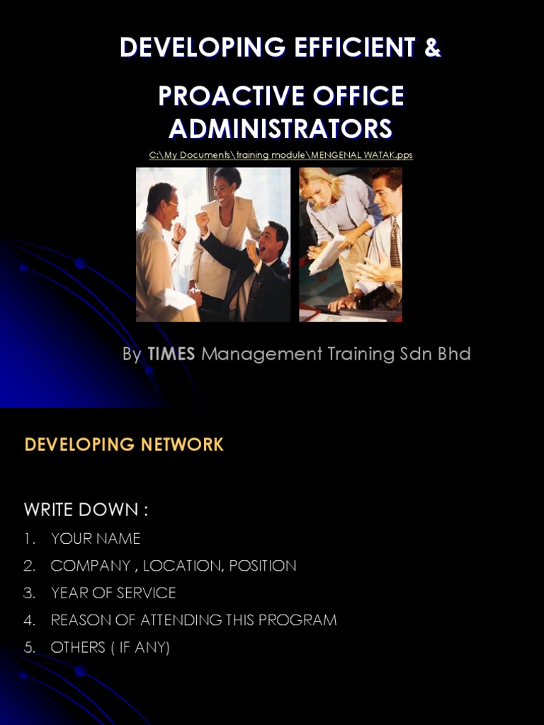 Developing Efficient & Proactive Office Administrators: by TIMES ...