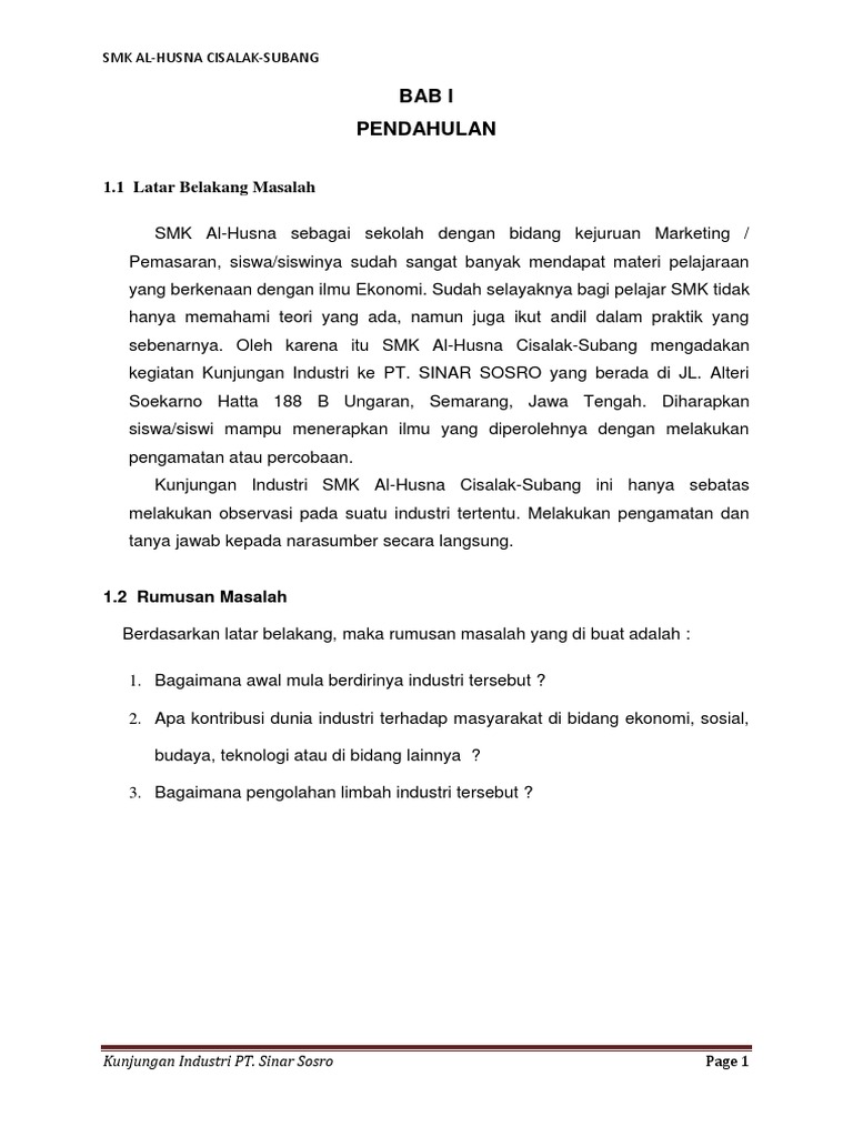 Contoh Membuat Laporan Kunjungan Industri Terbaru