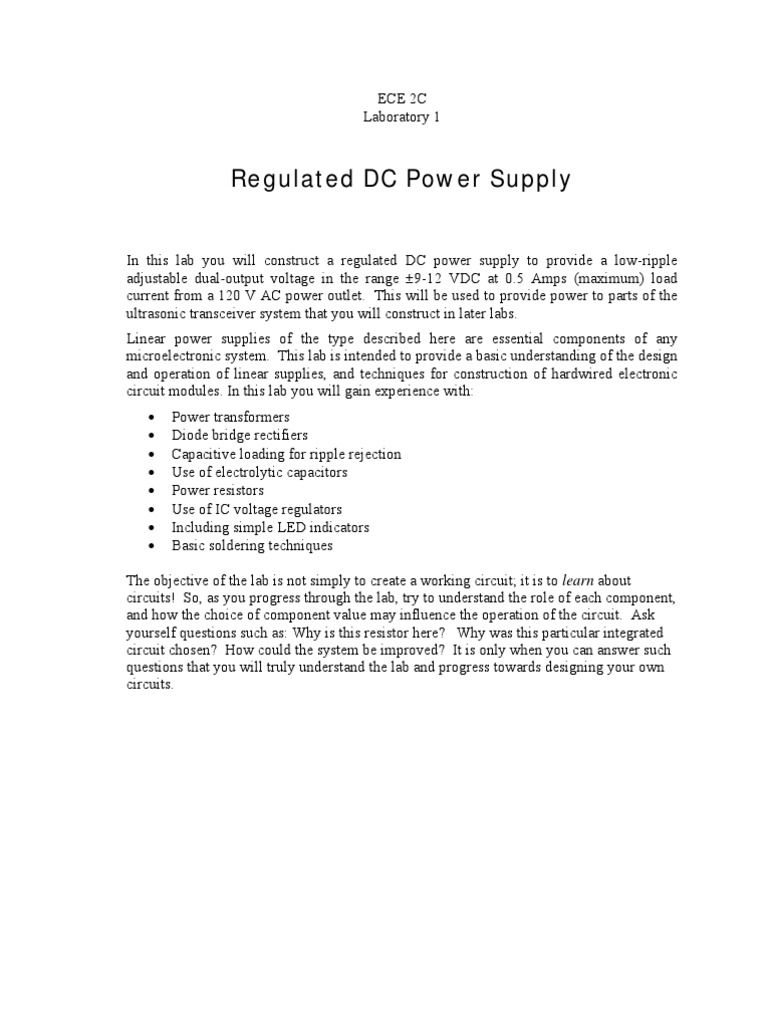 Laboratory 1 - 2006 | PDF | Rectifier | Capacitor