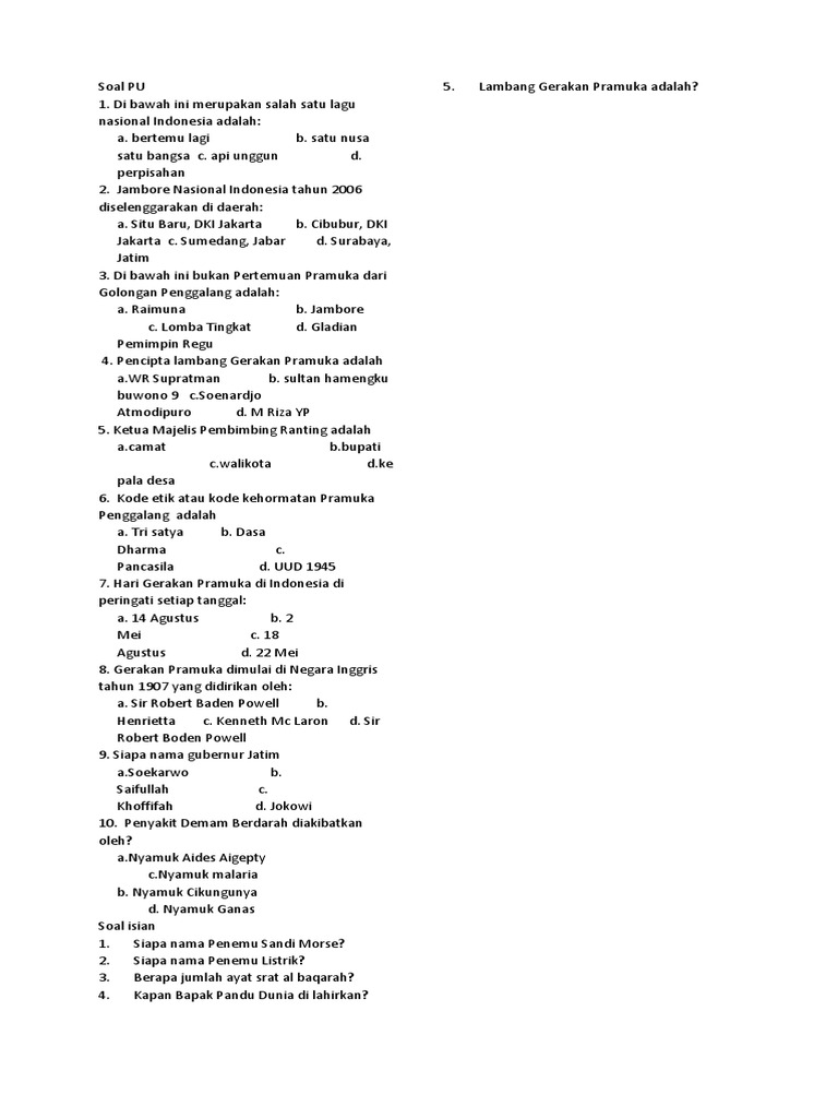 Pengetahuan Umum Kepramukaan Blog Materi Pramuka