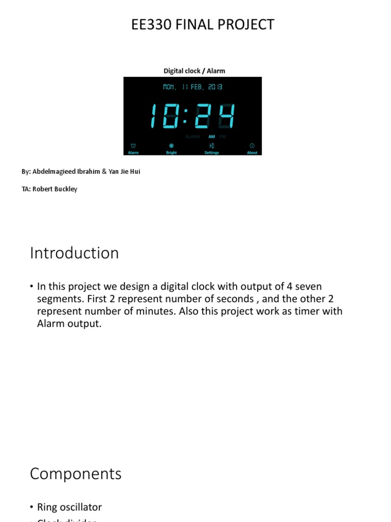 Digital Clock and Alarm Project Design | PDF