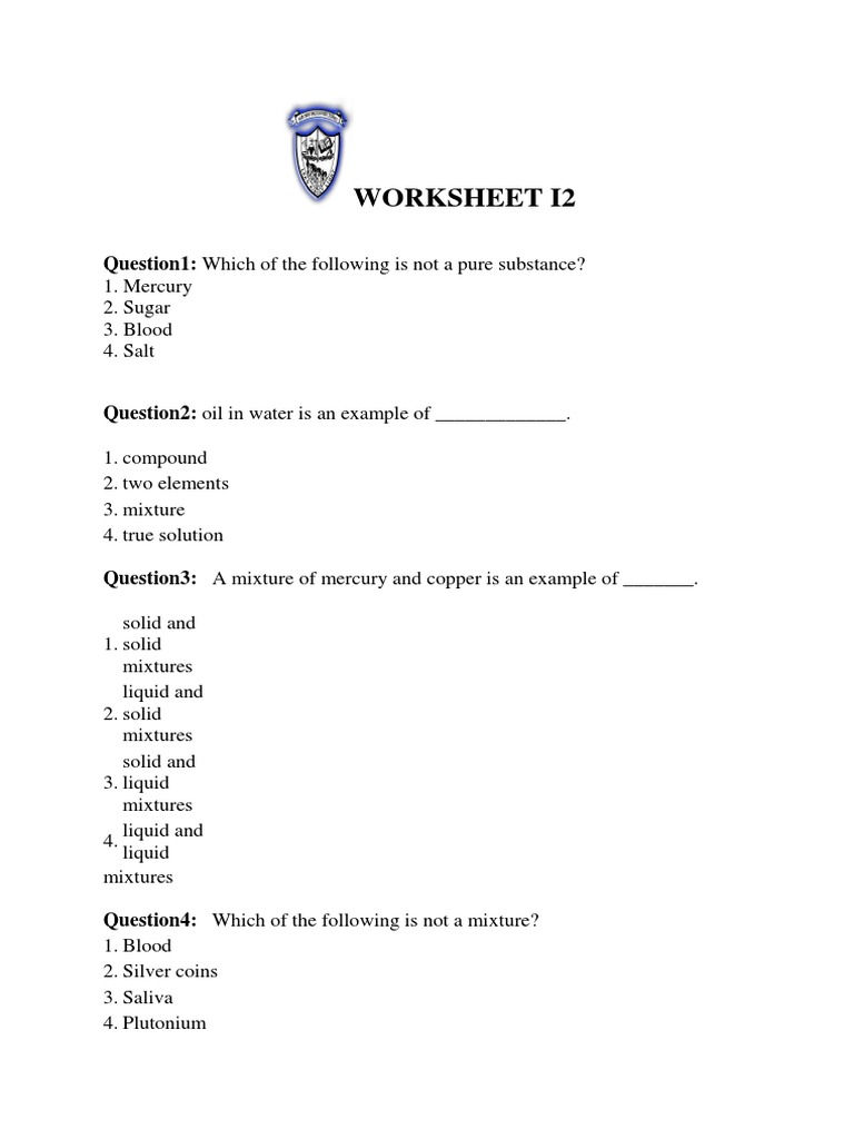 Imaup Worksheet I2mixturessolution Suspension Colloids | PDF | Solution ...
