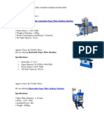 Specifications:: Hydraulic Automatic Paper Plate Making Machine