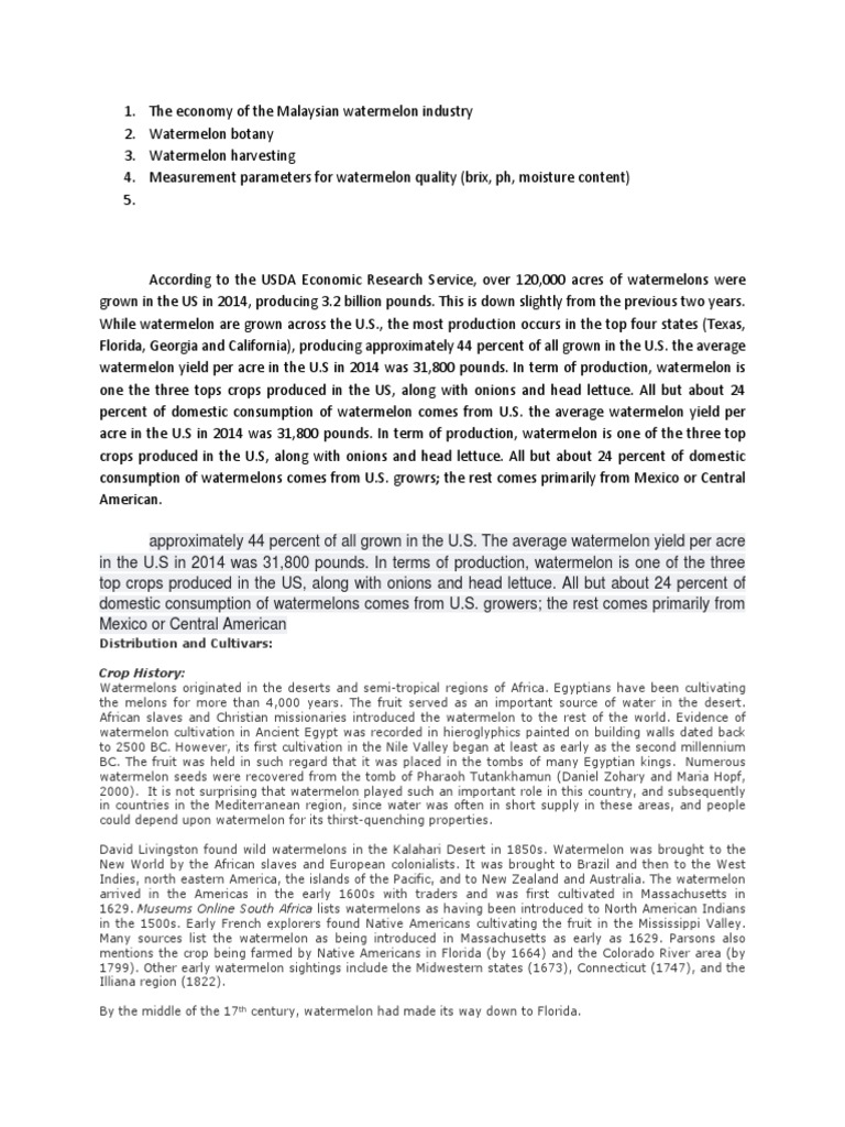 Watermelon Cultivation PDF Watermelon Horticulture And Gardening