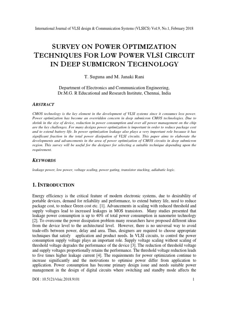 Power Optimization Techniques in VLSI | PDF | Mosfet | Cmos