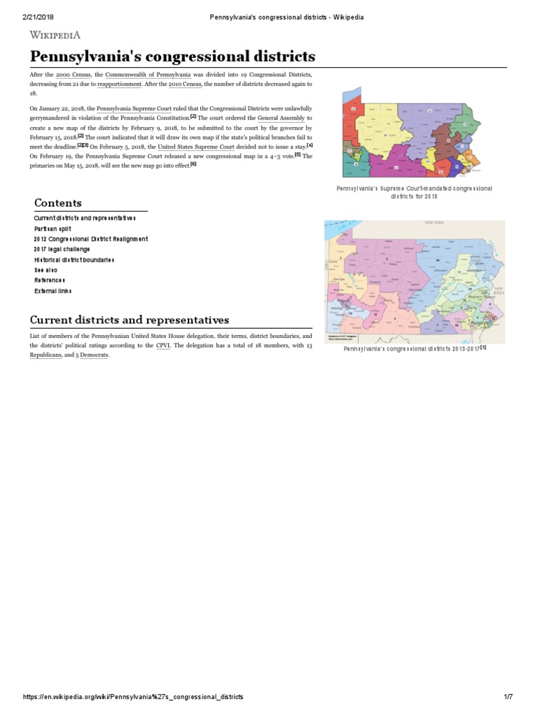 Pennsylvania's Congressional Districts | Download Free PDF ...
