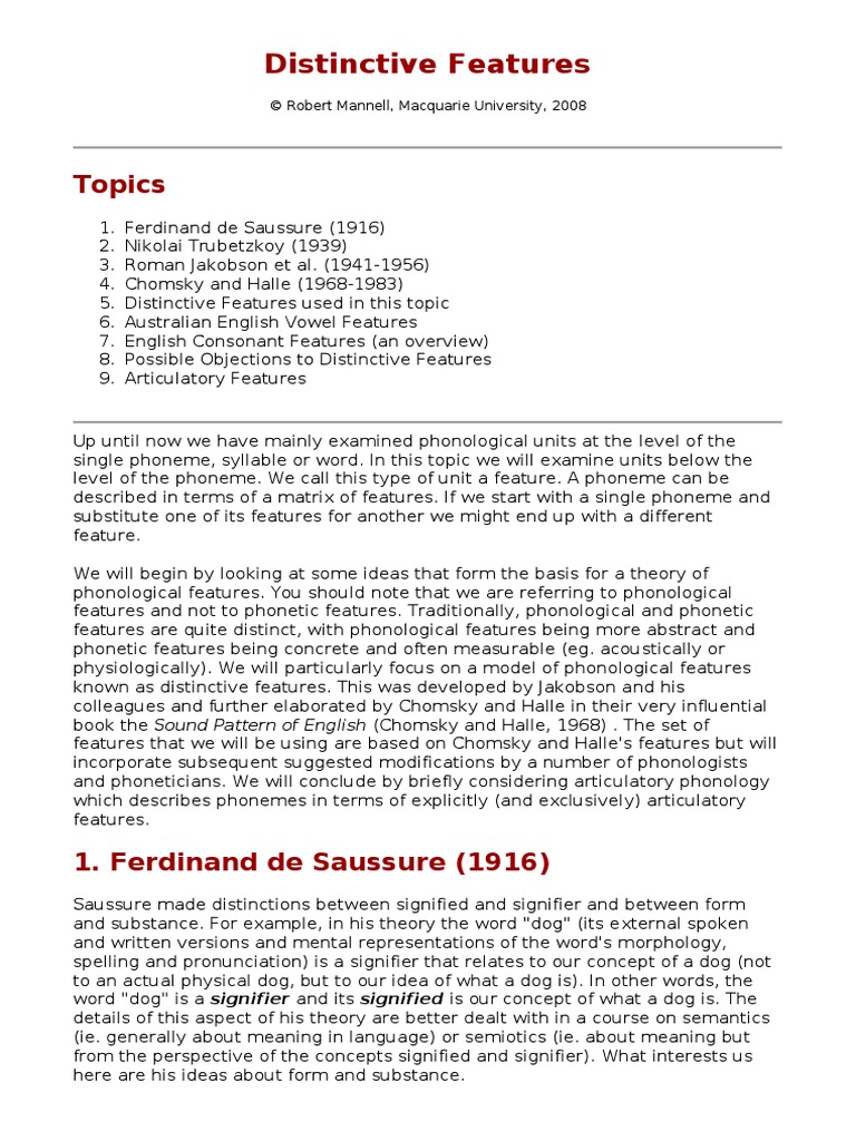 Distinctive Features PDF | PDF | Phonology | Vowel