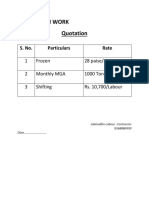 For-Frozen Work Quotation: S. No. Particulars Rate