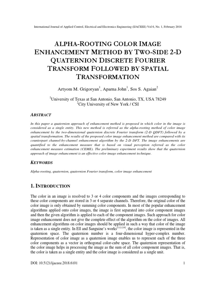 Alpha-Rooting Color Image Enhancement Method by Two-Side 2-D Quaternion ...