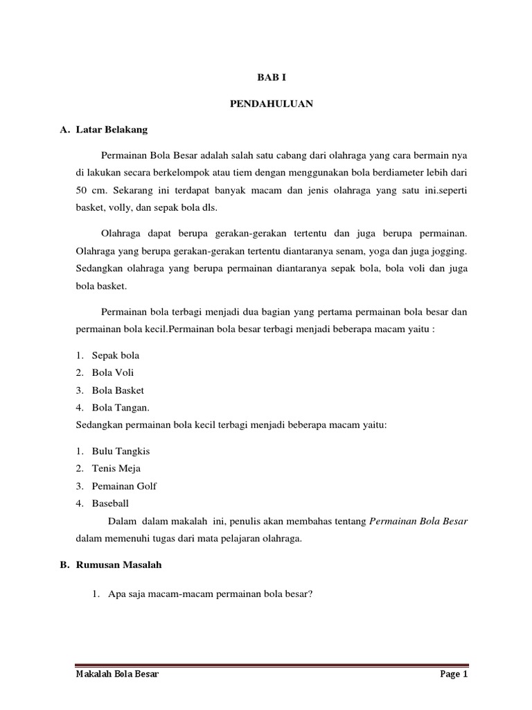 Makalah Bola Besar Lengkap