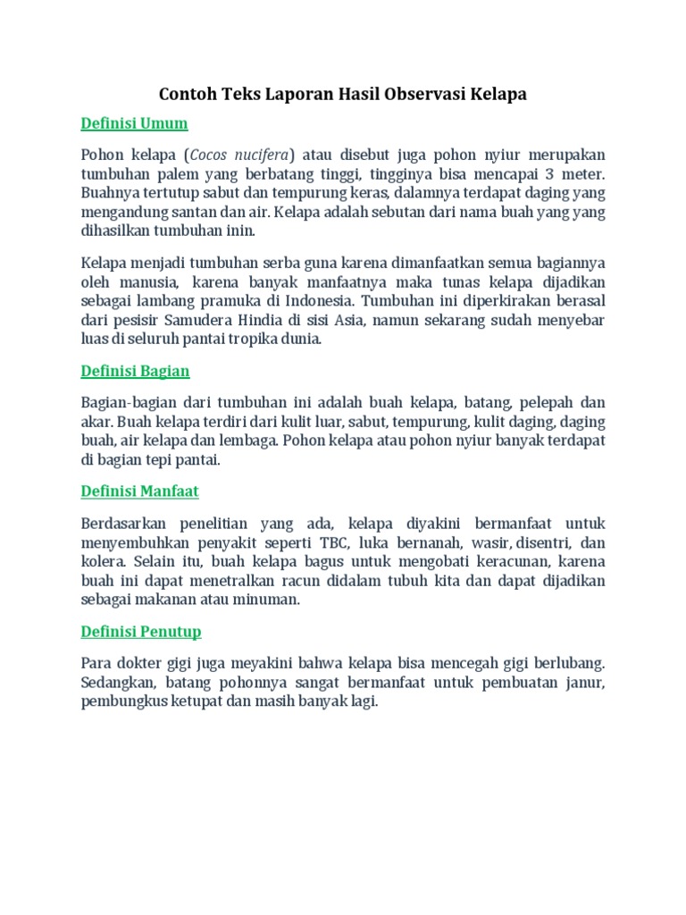 Contoh Teks Laporan Hasil Observasi Tentang Pohon Mangga