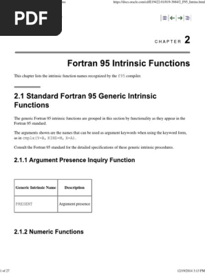 C H A P T E R 2 Fortran 95 Intrinsic Functions Matrix Mathematics Subroutine