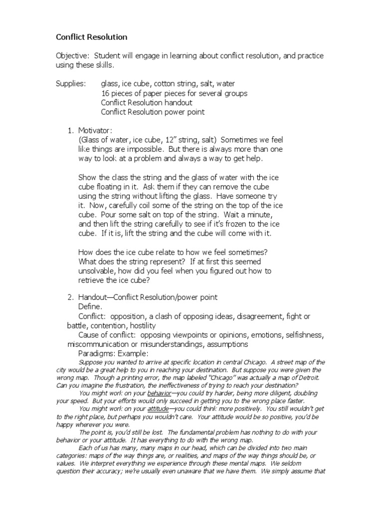 Conflict Resolution Lesson Plan | PDF | Psychology | Neuroscience